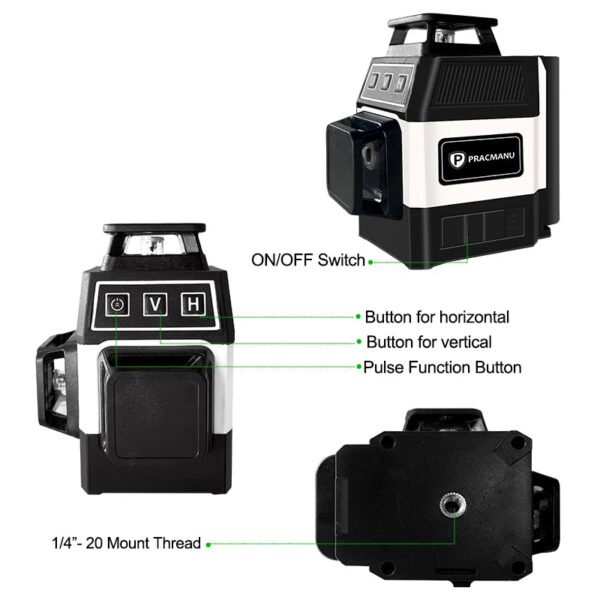 Pracmanu Mini 16 Lines 4D Laser Level Green Lines Self-Leveling Horizontal and Vertical Powerful Green Beams Laser Level - Image 7