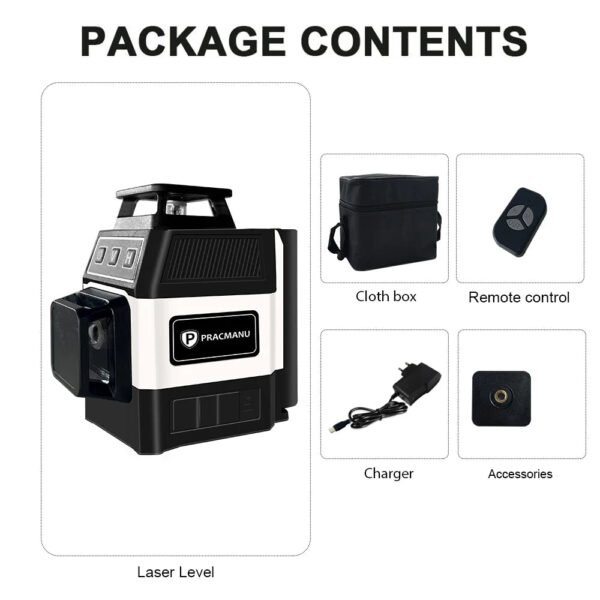 Pracmanu Mini 16 Lines 4D Laser Level Green Lines Self-Leveling Horizontal and Vertical Powerful Green Beams Laser Level - Image 10
