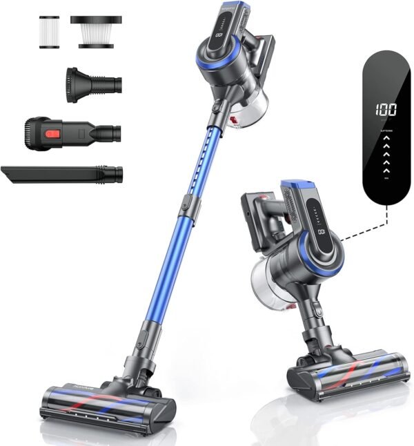 Large Screen LED Touch Panel Cordless Vacuum Cleaner, 400W/33 KPA, Brushless Motor, 18-55 Minutes Operating Time, Cyclone Cleaner, Wireless Vacuum Cleaner, 1.2L One-Touch Garbage Dump, Stick Vacuum