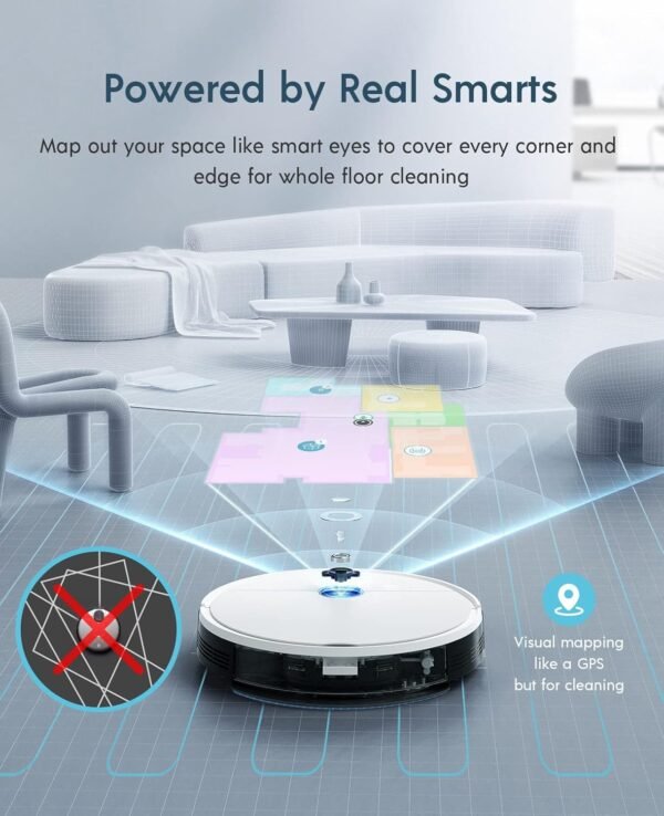 Yeedi vac max Robot Vacuum Mop Combo - 2-in-1, Powerful 3000Pa Suction, Up to 200 Minutes Runtime, Smart Mapping, Carpet Detection, Editable Map for Precise Cleaning on Hard Floors - Image 2