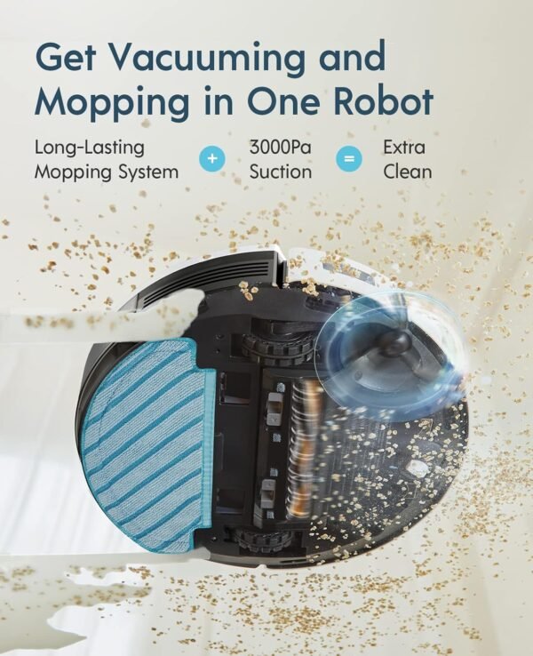 Yeedi vac max Robot Vacuum Mop Combo - 2-in-1, Powerful 3000Pa Suction, Up to 200 Minutes Runtime, Smart Mapping, Carpet Detection, Editable Map for Precise Cleaning on Hard Floors - Image 5