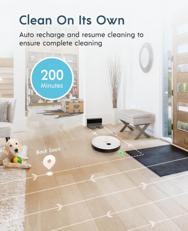 Yeedi vac max Robot Vacuum Mop Combo - 2-in-1, Powerful 3000Pa Suction, Up to 200 Minutes Runtime, Smart Mapping, Carpet Detection, Editable Map for Precise Cleaning on Hard Floors - Image 6