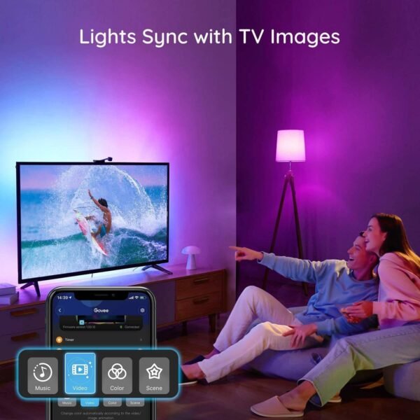 Govee Envisual TV LED Backlight with Camera, RGBIC Wi-Fi TV Backlights for 55-65 inch TVs, Works with Alexa & Google Assistant, App Control, Music Sync Lights, H6199 - Image 2
