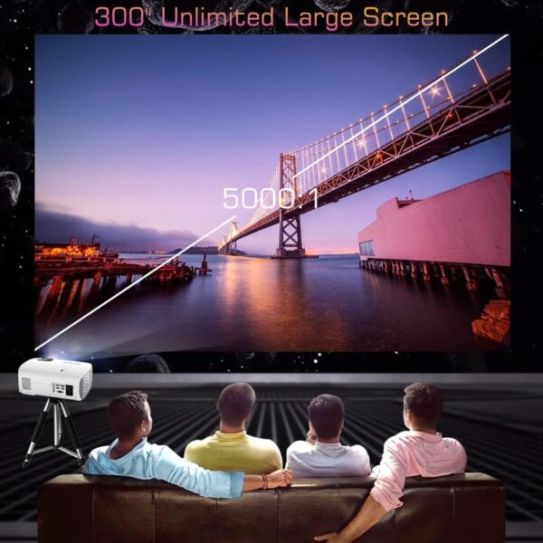 GooDee HD Video Projector Native 1920x1080P, Outdoor Movie Projector 9500L 300'' Touch Keys Home Theater Projector with 50000 Hrs Lamp Life, Support Fire TV Stick/PS4/HDMI/iOS /Android - Image 3
