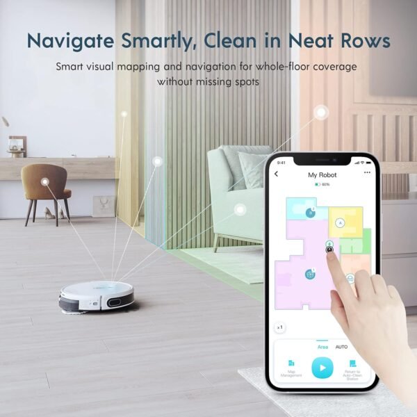 yeedi Mop Station 2-in-1 Robot Mop, Mop and Vacuum Robot, Self-Washing Station, Pressurized Mops, 2500 Pa, Visual Navigation, Carpet Detection - Image 6