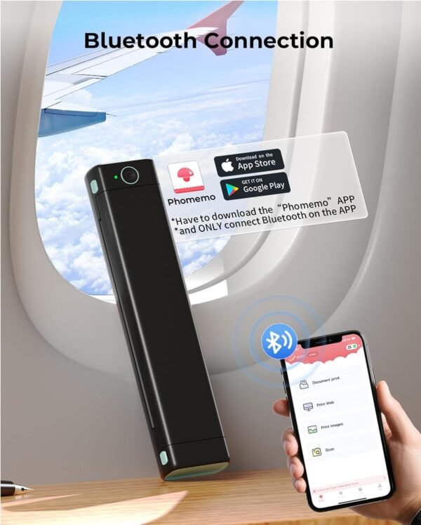 Phomemo M08F Portable Printers Wireless for Travel, Thermal Printer Support 8.5" X 11" US Letter Thermal Paper, Bluetooth Inkless Printer Compatible with iOS, Android, Laptop for Travel, Office, Home - Image 3