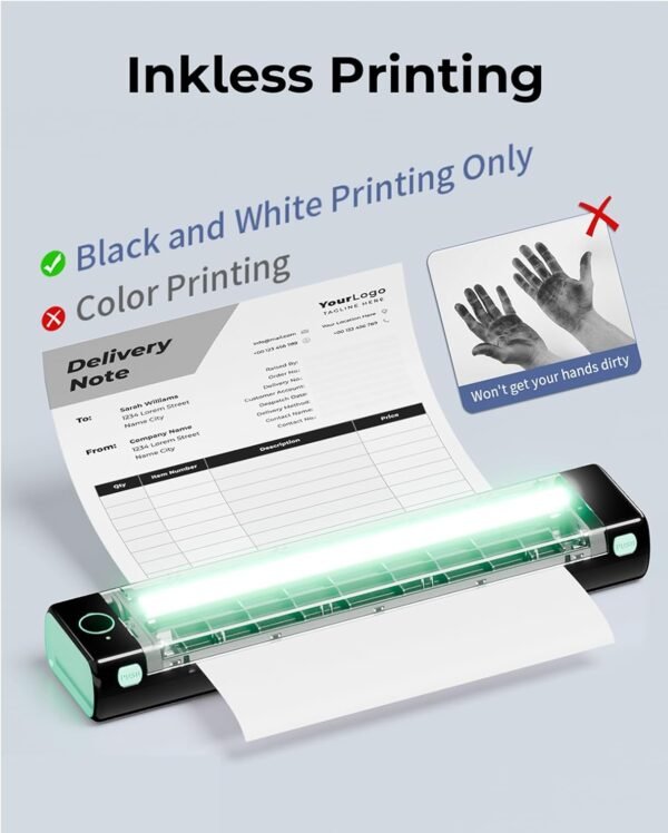 Phomemo M08F Portable Printers Wireless for Travel, Thermal Printer Support 8.5" X 11" US Letter Thermal Paper, Bluetooth Inkless Printer Compatible with iOS, Android, Laptop for Travel, Office, Home - Image 5